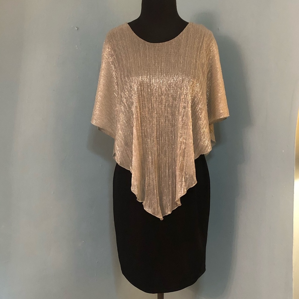 Vintage metallic silver and black dress. Size M